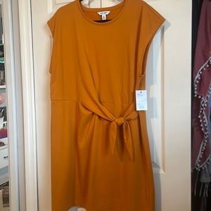Mustard Nine West Side Tie T-Shirt Dress